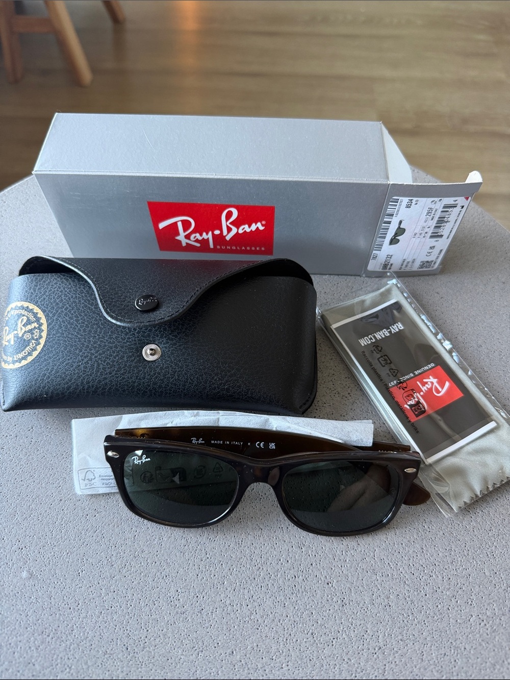 Ray-Ban Brown Tortoise Frame Sunglasses with Green Lenses